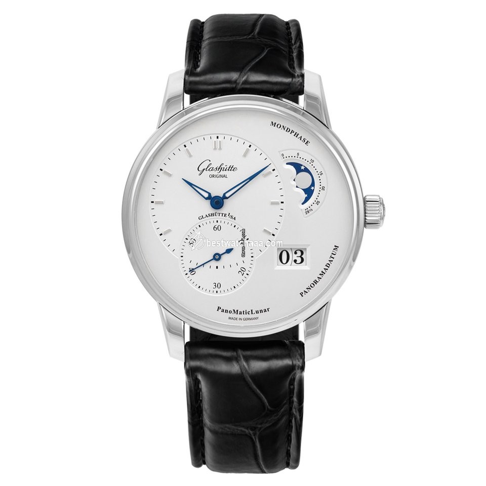 Glashutte Original PanoMaticLunar Mens watch Unisex Automatic Steel 1-90-02-42-32-05 or 90-02-42-32-05