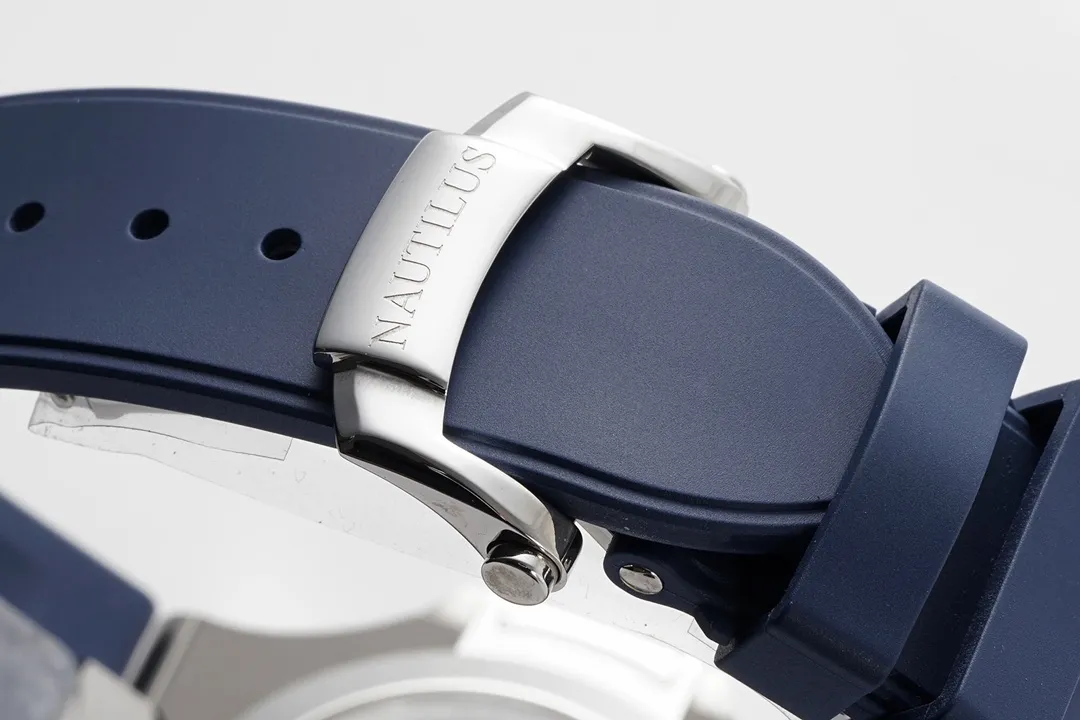 Patek Philippe Blue Nautilus Rubber Strap Watch - gallery
