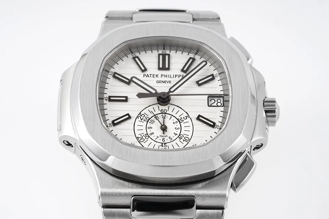Patek Philippe Silver Nautilus Chronograph Watch - gallery