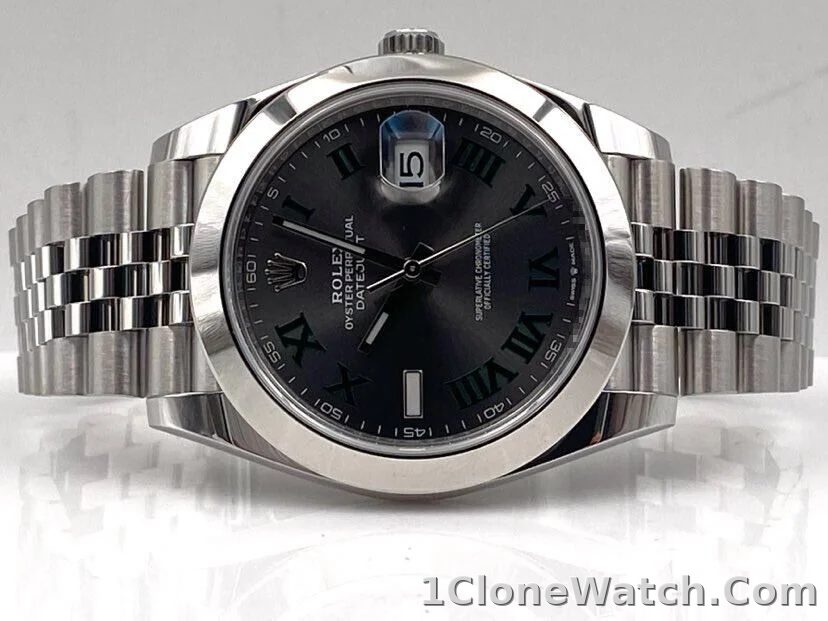 Superclone Rolex Datejust 41mm Rhodium Dial 126300  Wimbledon  Jubilee - detail