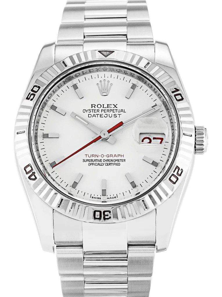 Rolex Datejust Turn-O-Graph 36mm White Dial 116264