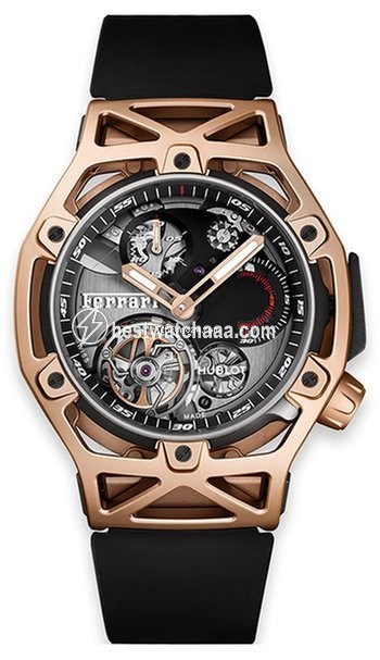 Hublot Techframe Ferrari Tourbillon Chronograph Mens watch Unisex Manual winding Rose gold 408.OI.0123.RX