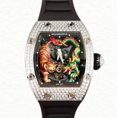 Richard Mille Super Clone RM51-01 Ladies Mechanical Diamond Bezel Watch Rubber Band