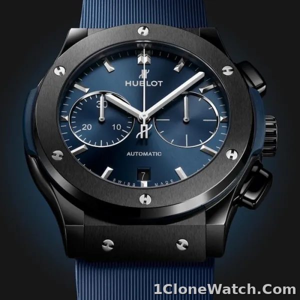 Hublot Classic Fusion Men Automatic Blue Rubber Watch 521.CM.7170.RX