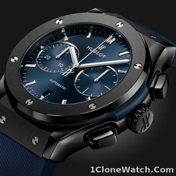 Hublot Classic Fusion Men Automatic Blue Rubber Watch 521.CM.7170.RX