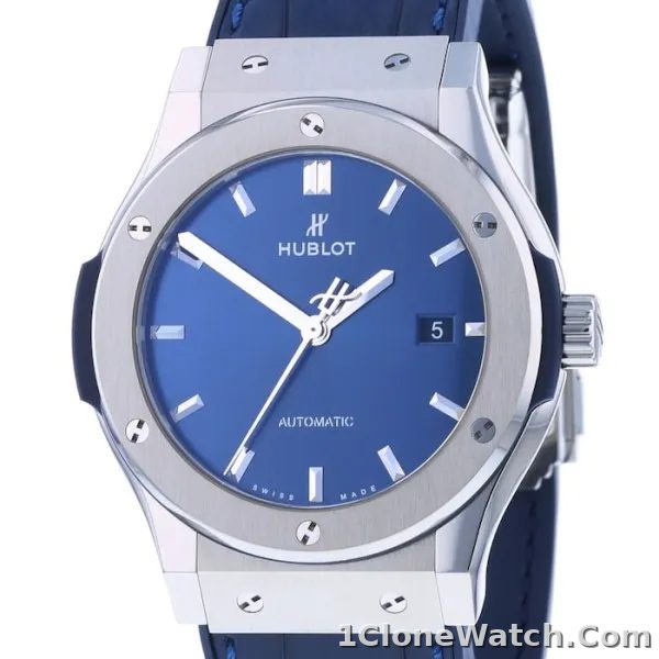 Hublot Classic Fusion Men Automatic Blue Leather Watch 542.NX.7170.LR