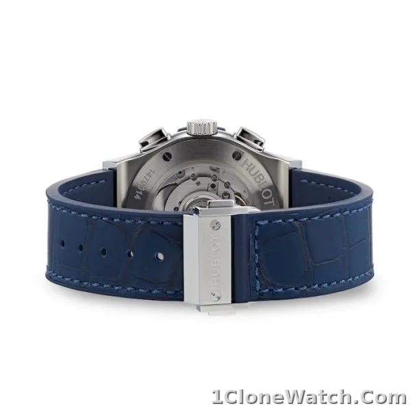Hublot Classic Fusion Men Automatic Blue Rubber and Alligator Watch 541.NX.7170.LR