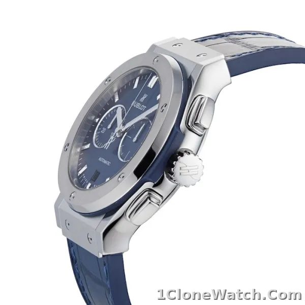 Hublot Classic Fusion Men Automatic Blue Rubber and Alligator Watch 541.NX.7170.LR