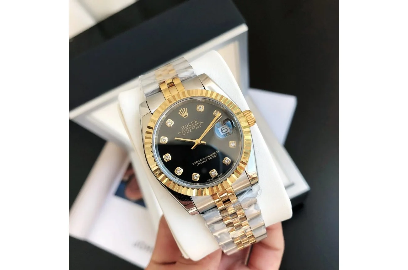 Couple Watches Rolex Datejust 36/28mm RG/SS Jub Black/Dia - gallery