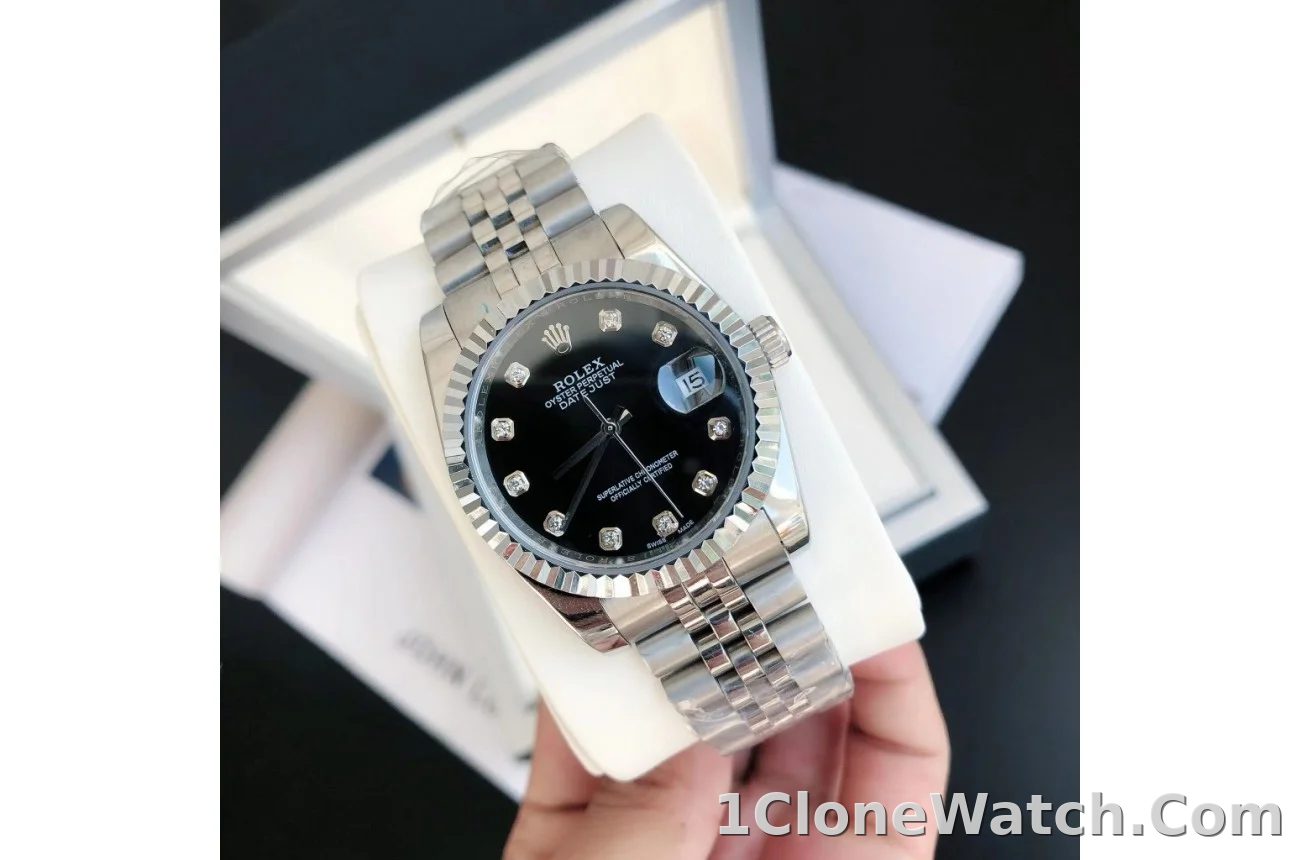Couple Watches Rolex Datejust 36/28mm SS/SS Jub Black/Dial