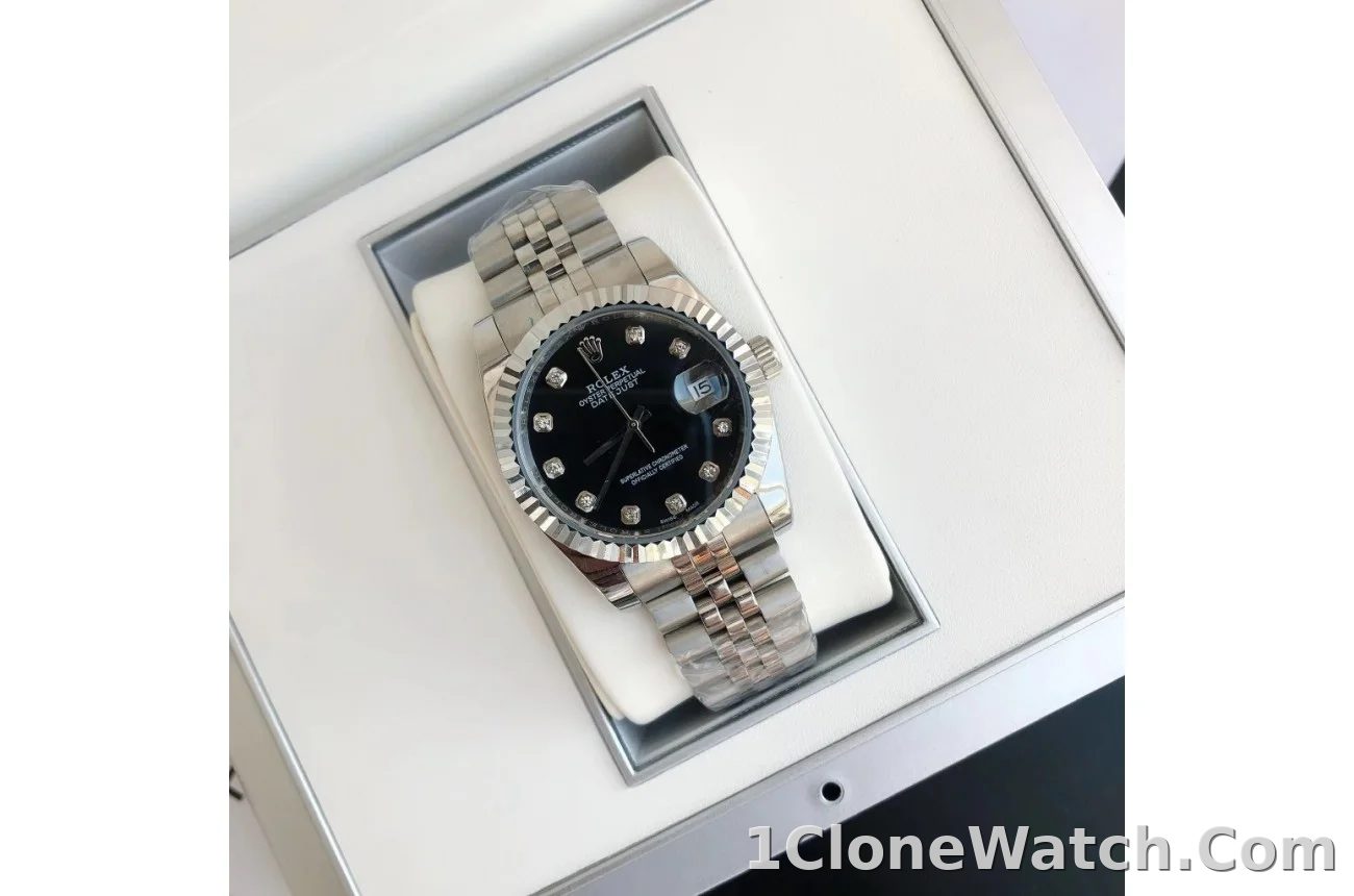 Couple Watches Rolex Datejust 36/28mm SS/SS Jub Black/Dial