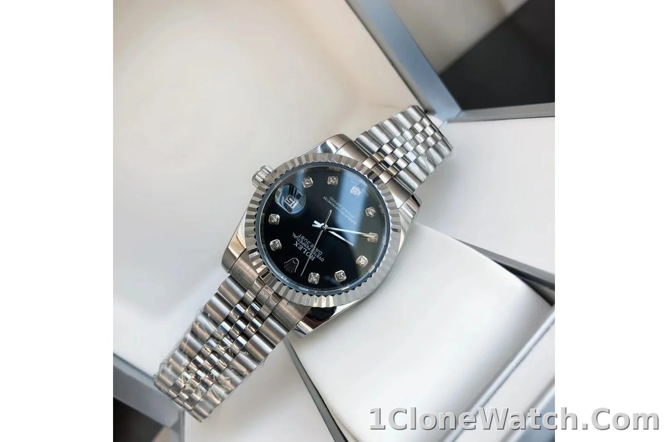 Couple Watches Rolex Datejust 36/28mm SS/SS Jub Black/Dial