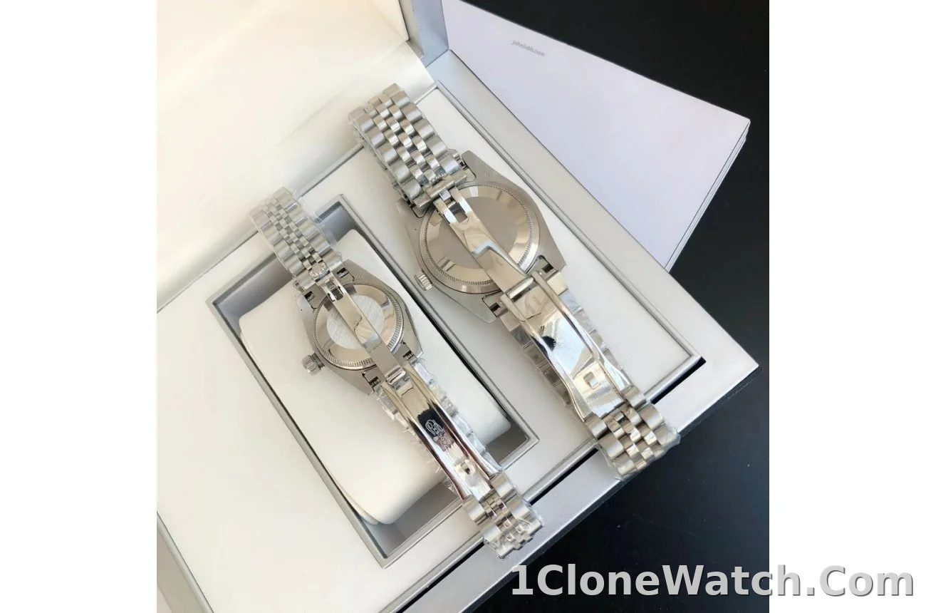 Couple Watches Rolex Datejust 36/28mm SS/SS Jub Black/Dial