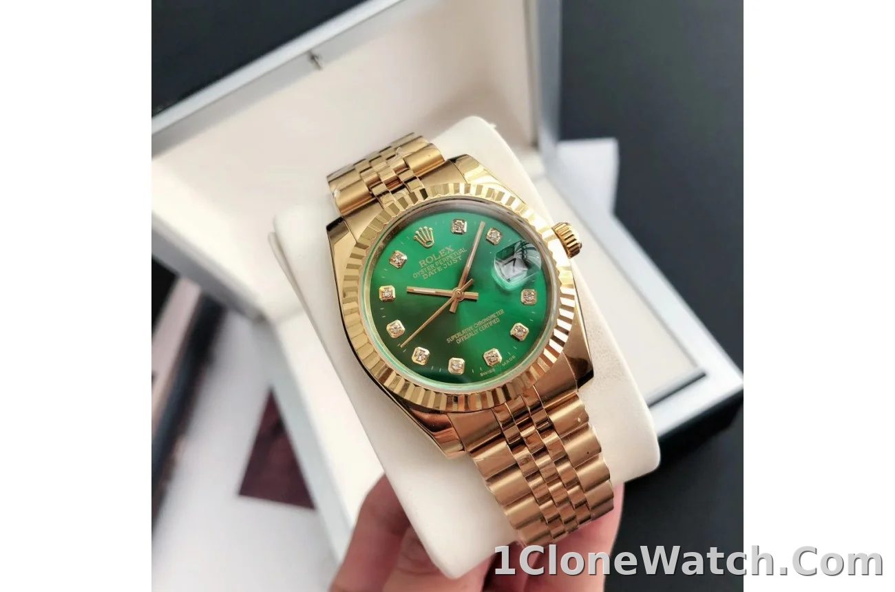 Couple Watches Rolex Datejust 36/28mm RG/RG Jub Green/Dial
