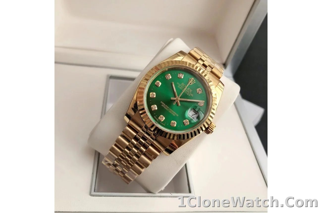 Couple Watches Rolex Datejust 36/28mm RG/RG Jub Green/Dial