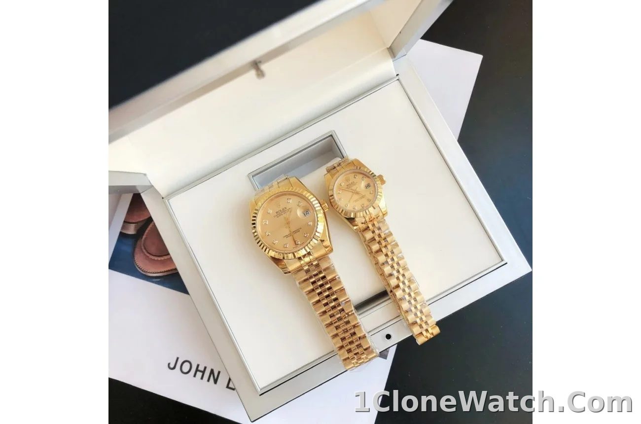 Couple Watches Rolex Datejust 36/28mm RG/RG Jub Gold/Dial