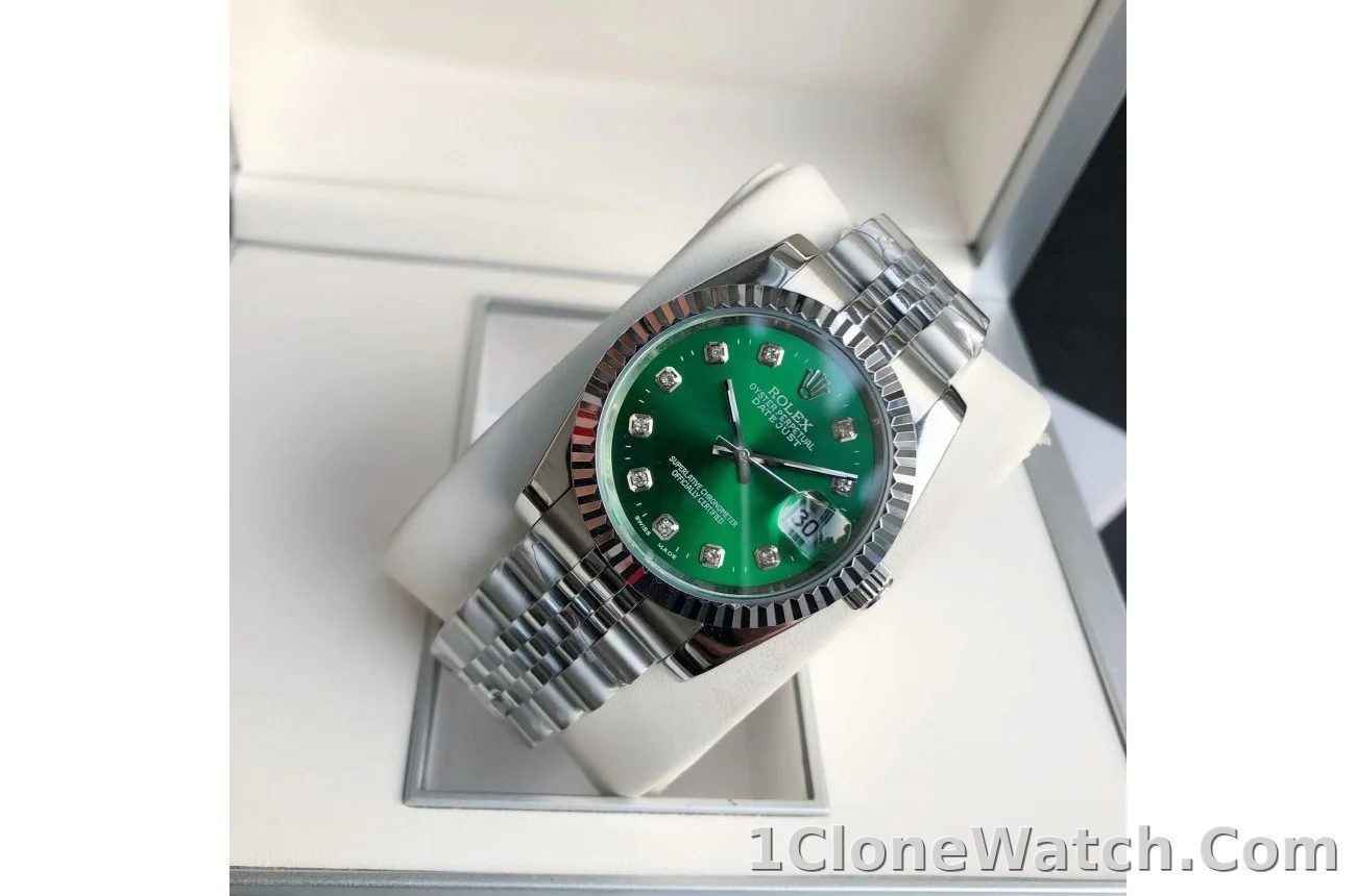 Couple Watches Rolex Datejust 36/28mm SS/SS Jub Green/Dia
