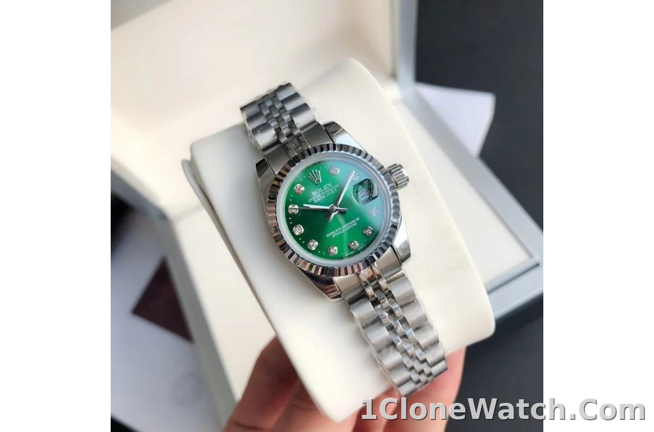 Couple Watches Rolex Datejust 36/28mm SS/SS Jub Green/Dia