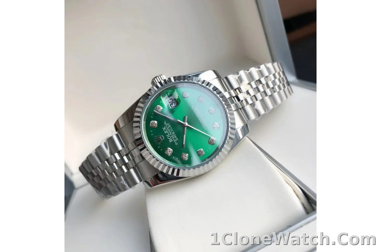 Couple Watches Rolex Datejust 36/28mm SS/SS Jub Green/Dia