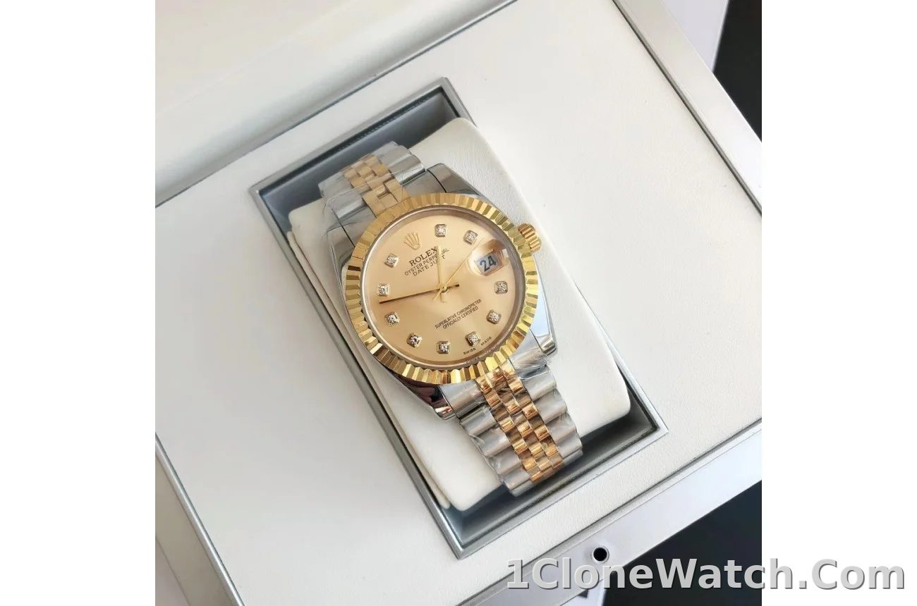 Couple Watches Rolex Datejust 36/28mm RG/SS Jub Gold/Dial