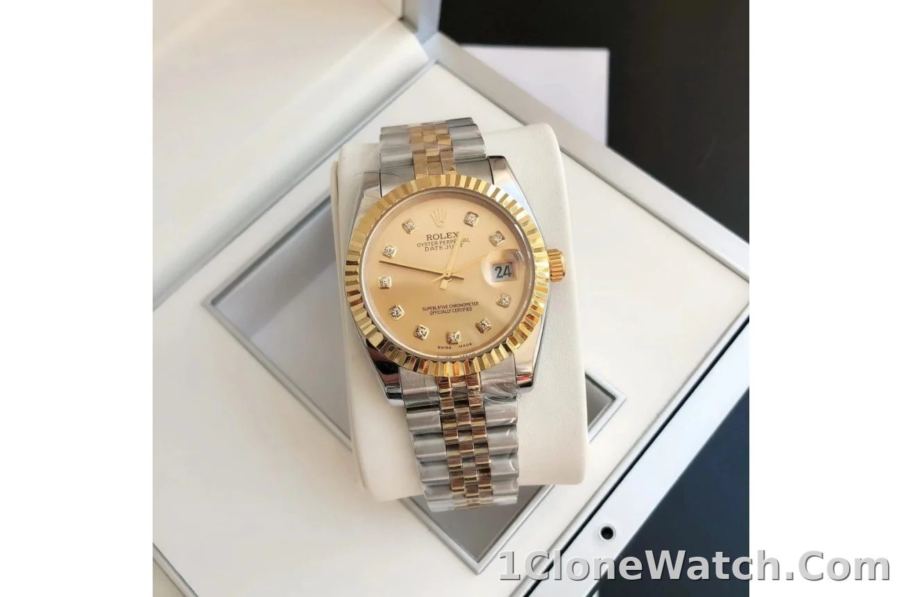Couple Watches Rolex Datejust 36/28mm RG/SS Jub Gold/Dial