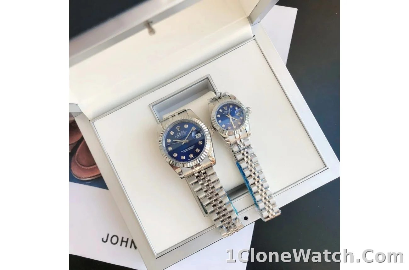 Couple Watches Rolex Datejust 36/28mm SS/SS Jub Blue/Dial