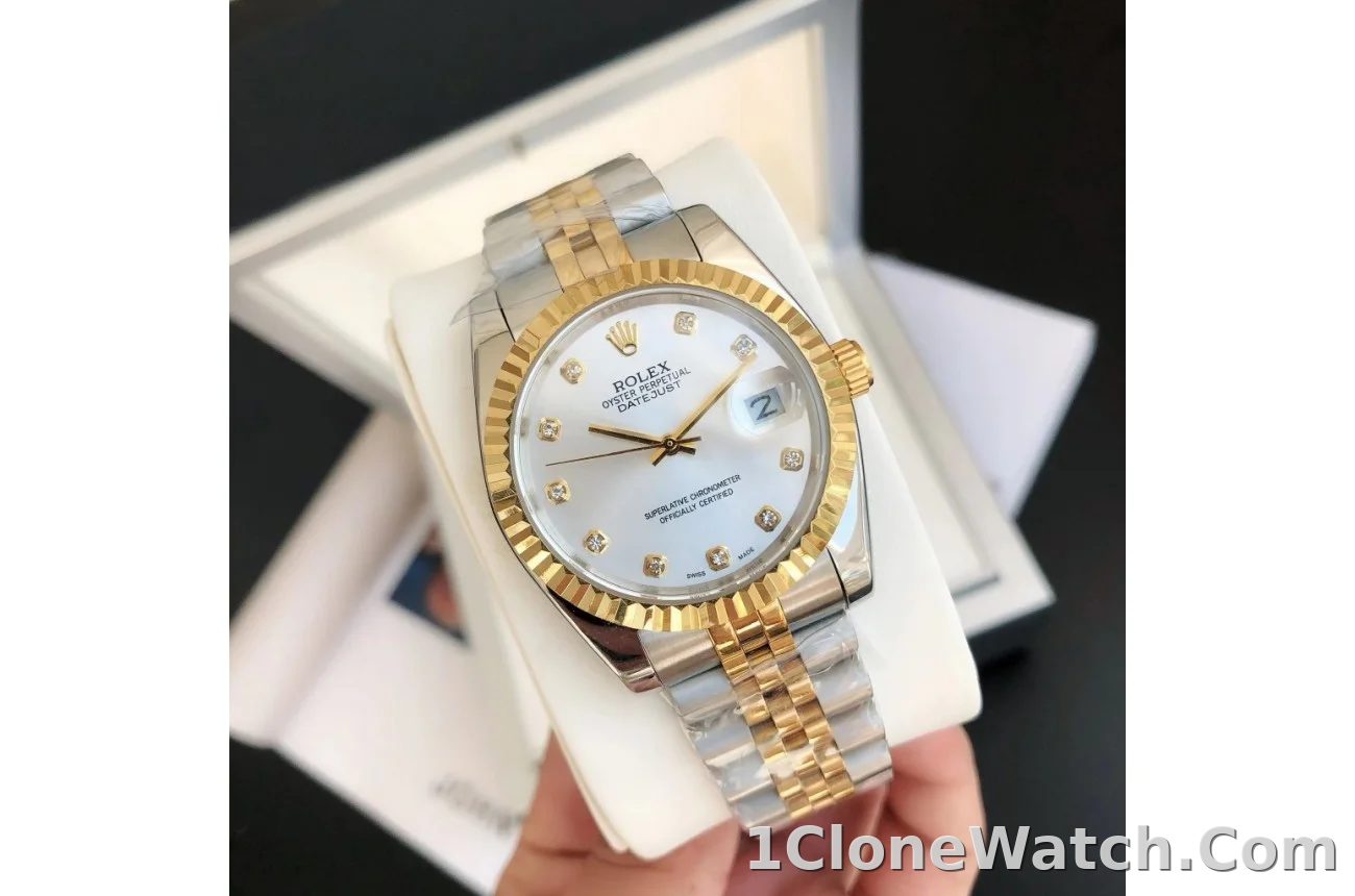 Couple Watches Rolex Datejust 36/28mm RG/SS Jub Sliver/Dia