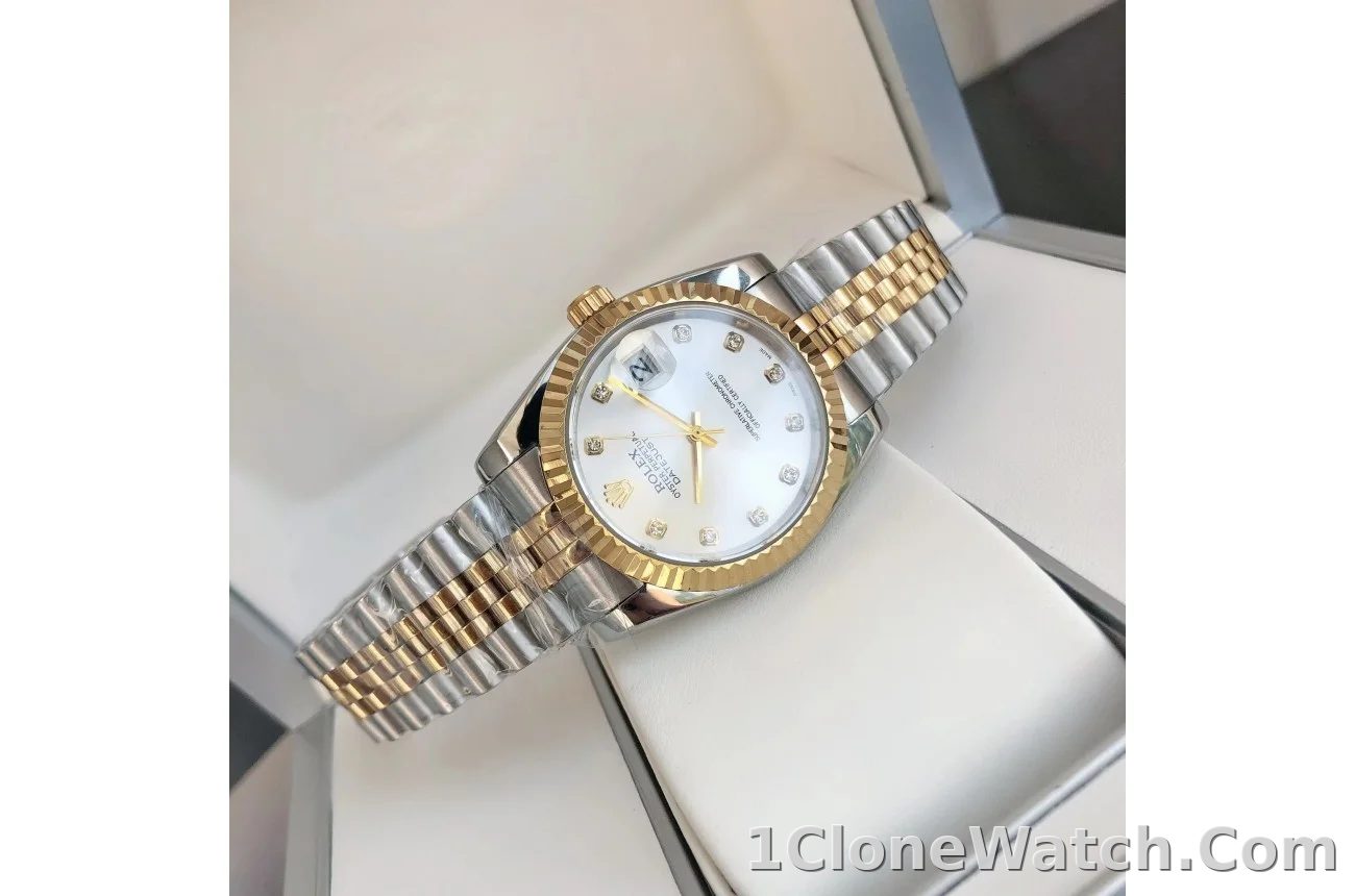 Couple Watches Rolex Datejust 36/28mm RG/SS Jub Sliver/Dia