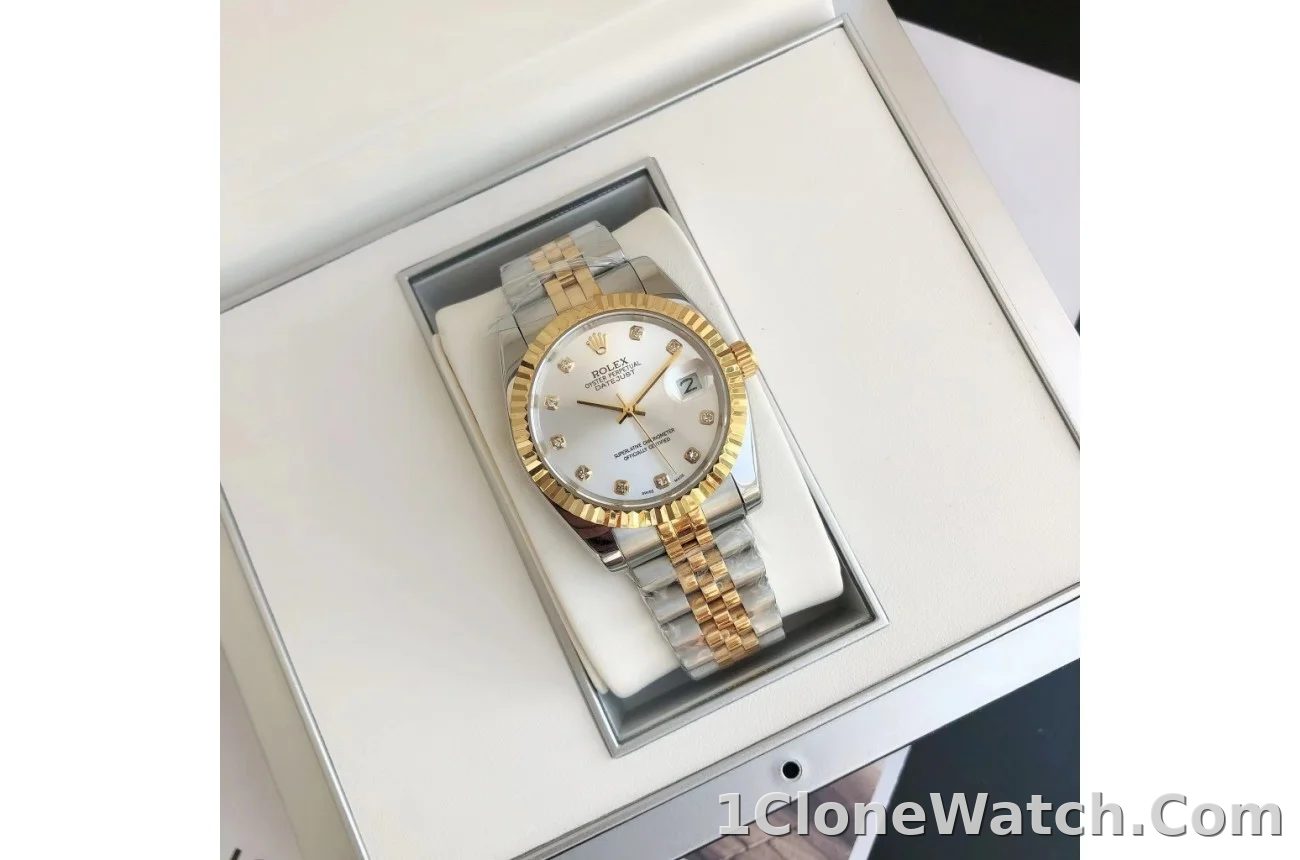 Couple Watches Rolex Datejust 36/28mm RG/SS Jub Sliver/Dia