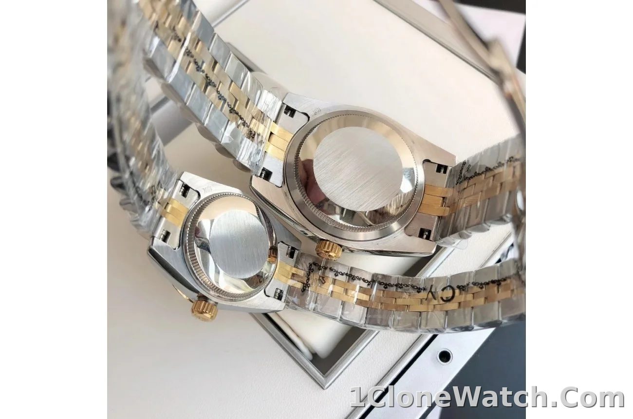 Couple Watches Rolex Datejust 36/28mm RG/SS Jub Sliver/Dia