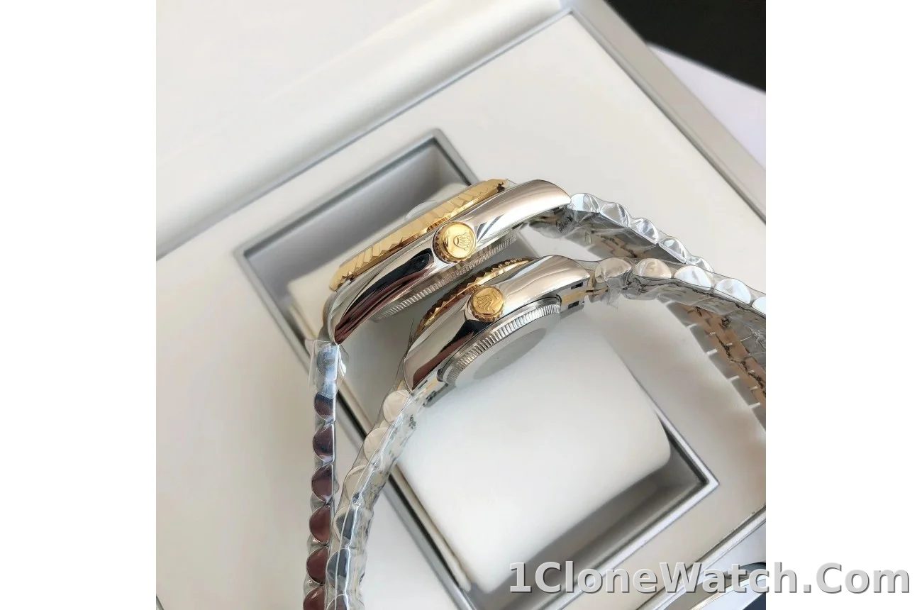 Couple Watches Rolex Datejust 36/28mm RG/SS Jub Sliver/Dia
