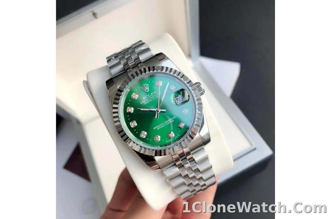 Couple Watches Rolex Datejust 36/28mm SS/SS Jub Green/Dia