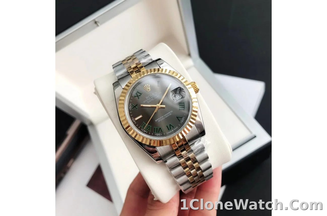 Couple Watches Rolex Datejust 36/28mm RG/SS Jub Grey/Rmn