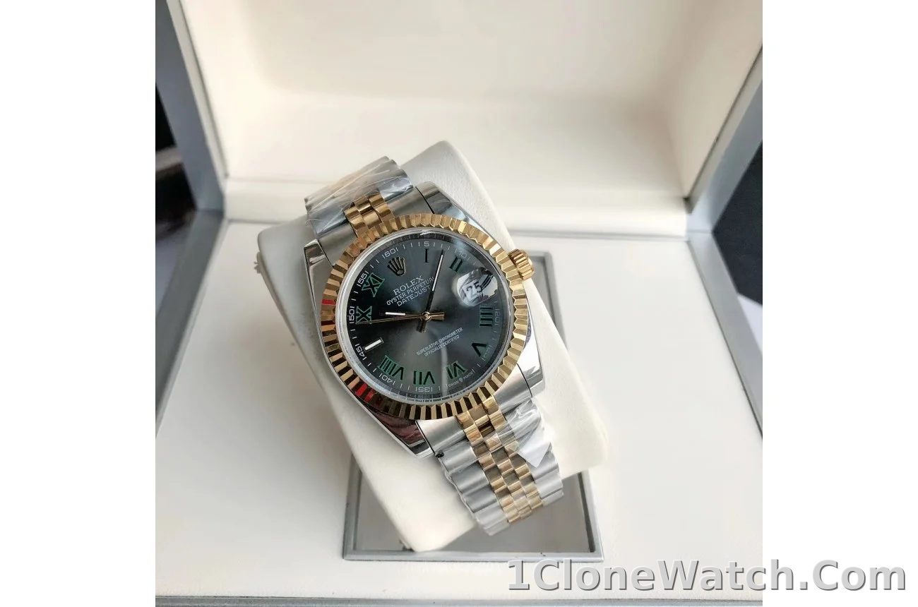 Couple Watches Rolex Datejust 36/28mm RG/SS Jub Grey/Rmn