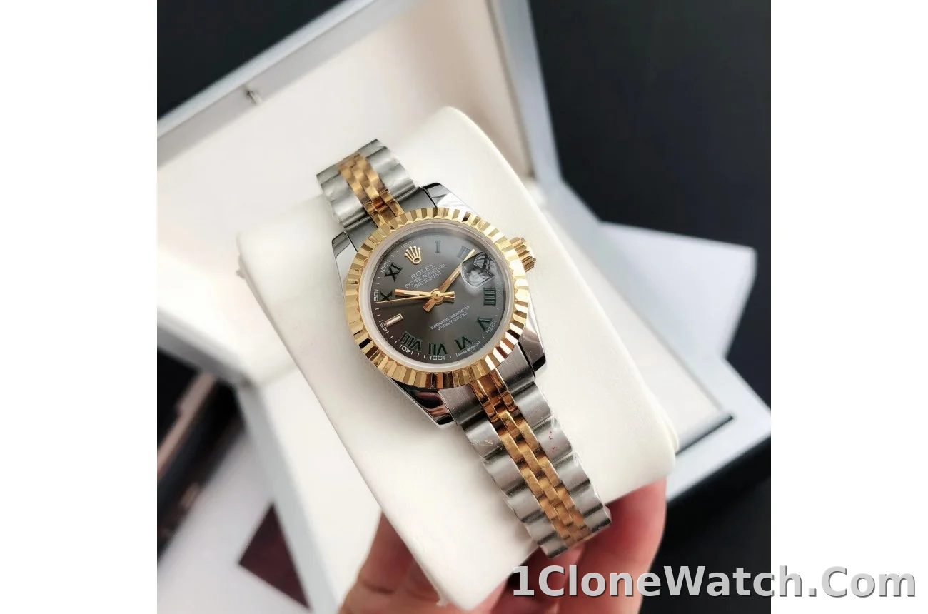 Couple Watches Rolex Datejust 36/28mm RG/SS Jub Grey/Rmn