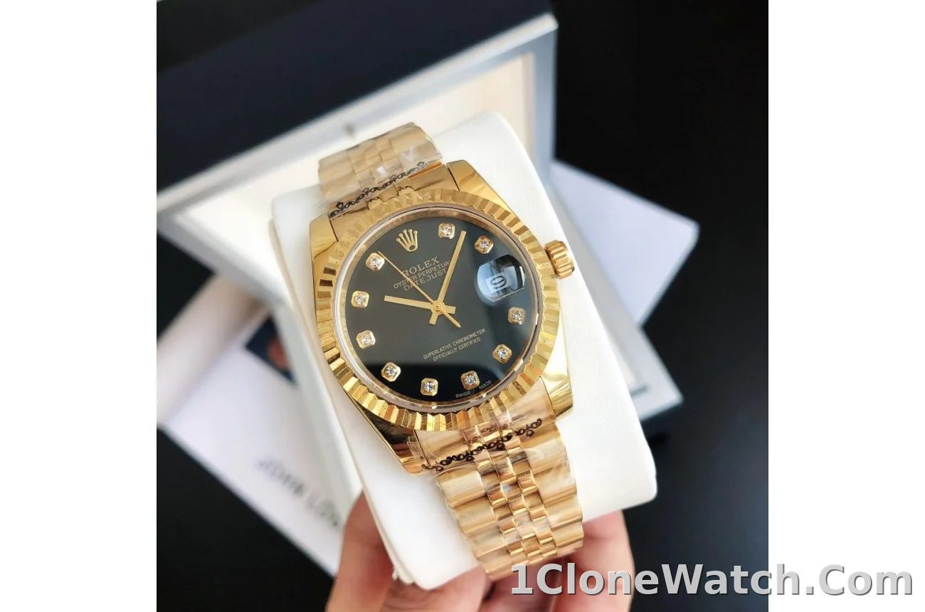 Couple Watches Rolex Datejust 36/28mm RG/RG Jub Black/Dial