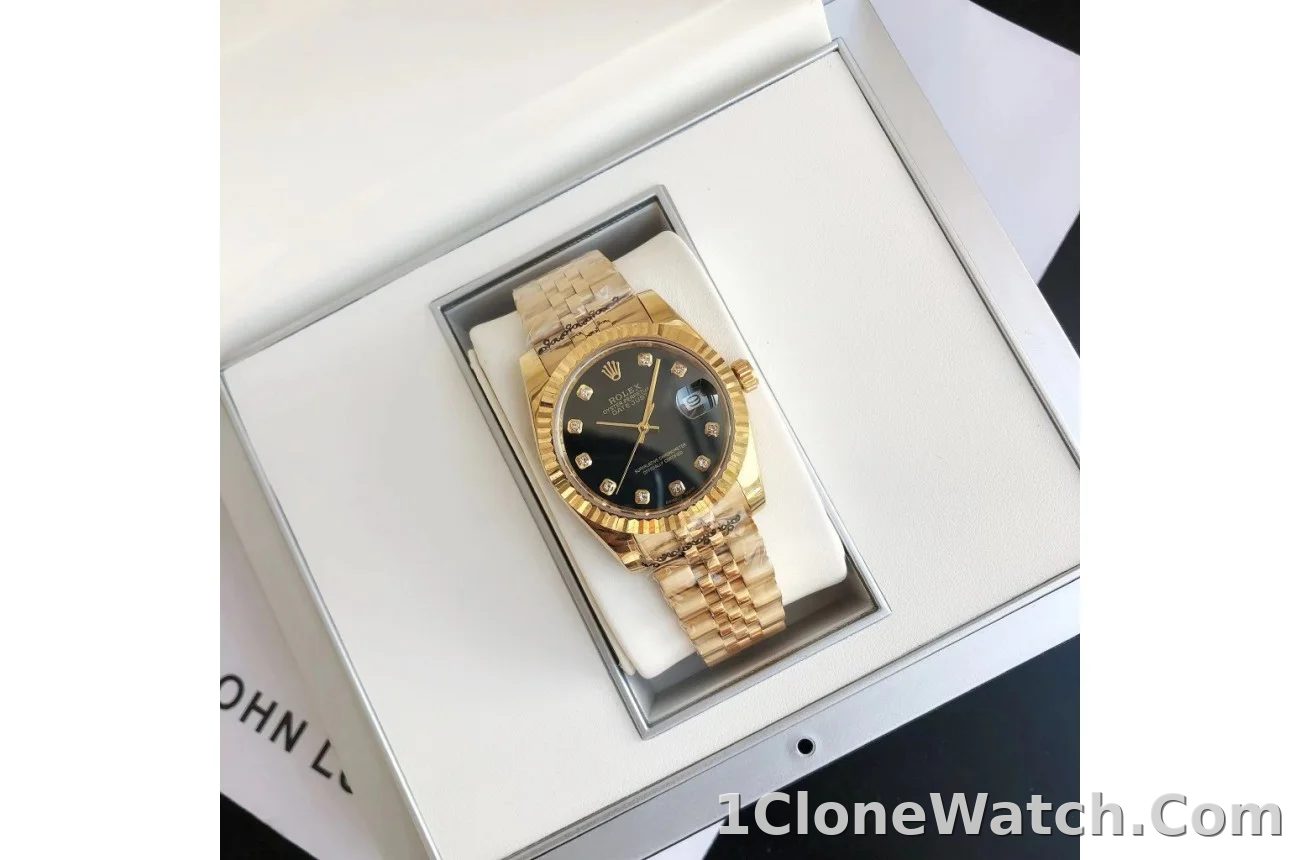 Couple Watches Rolex Datejust 36/28mm RG/RG Jub Black/Dial