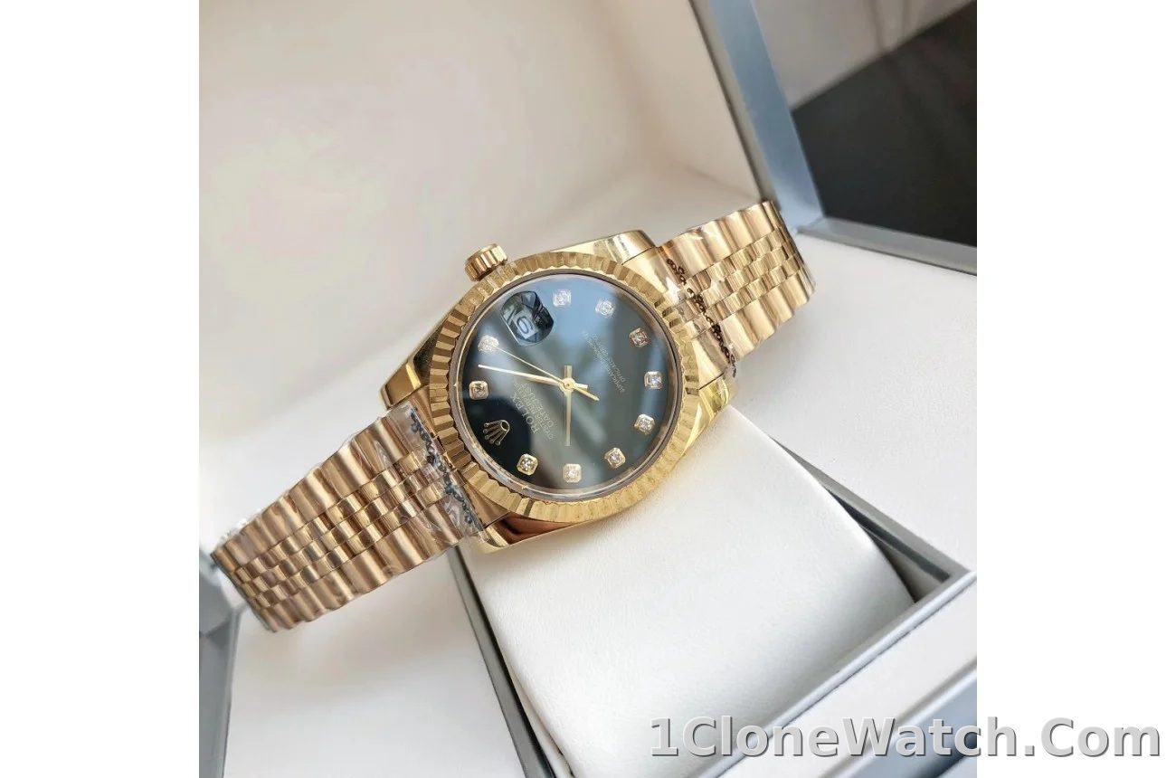 Couple Watches Rolex Datejust 36/28mm RG/RG Jub Black/Dial