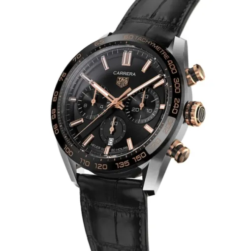 TAG Heuer Carrera Men Automatic Black Alligator Watch CBN2A5A.FC6481 - gallery